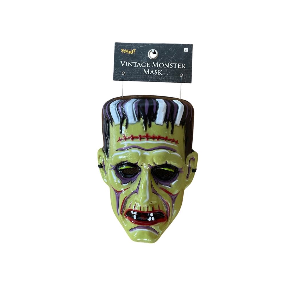 Mask Spirit Halloween Vintage Monster Frankenstein Green Adult Costume NWT